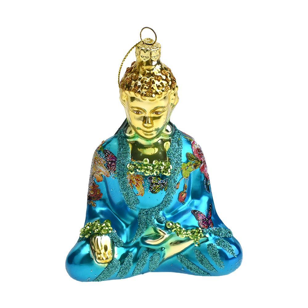 Buddha Glass Holiday Ornament, 5-Inch