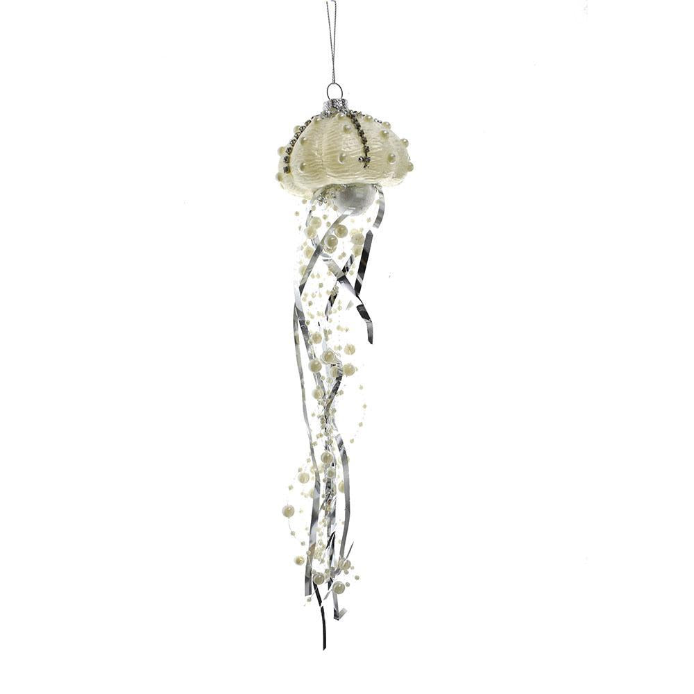 Jellyfish Glass Ornament, White, 12-Inch