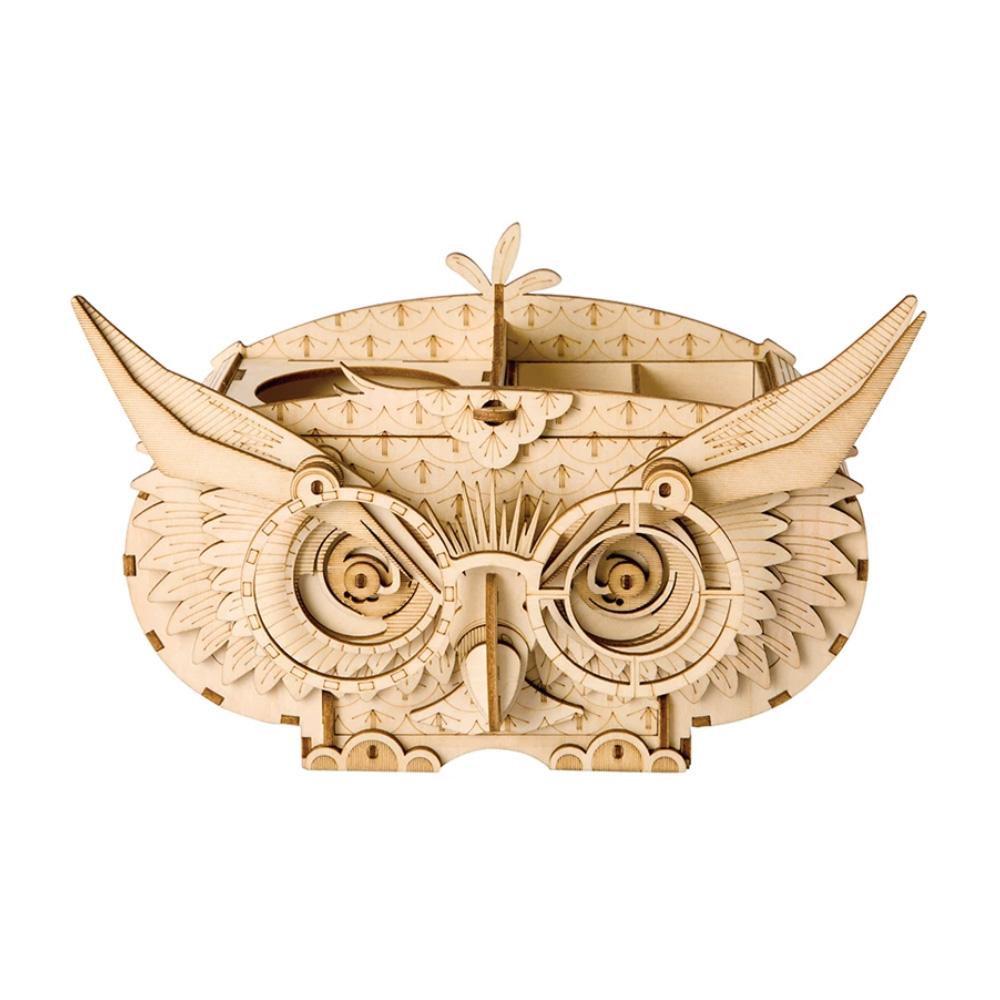 Owl Storage Box Modern 3D Wooden Puzzle, 6-1/2-Inch