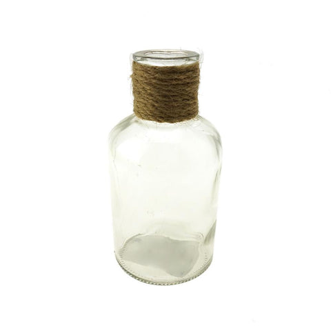 Jute Twine Glass Bottle, Clear, 4-3/4-Inch