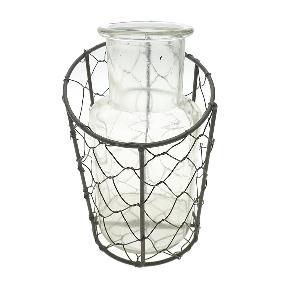 Wired Mesh Glass Vase Holder, 6-Inch