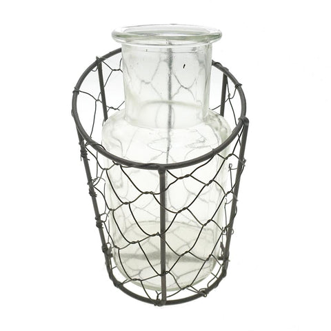 Wired Mesh Glass Vase Holder, 6-Inch