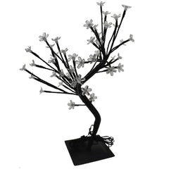 Pure White Light Up Cherry Blossom Table Tree, Clear, 19-Inch