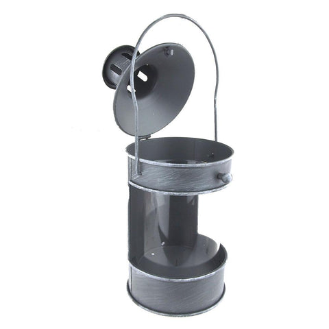 Metal Cylinder Gray Candle Lantern, 19-Inches