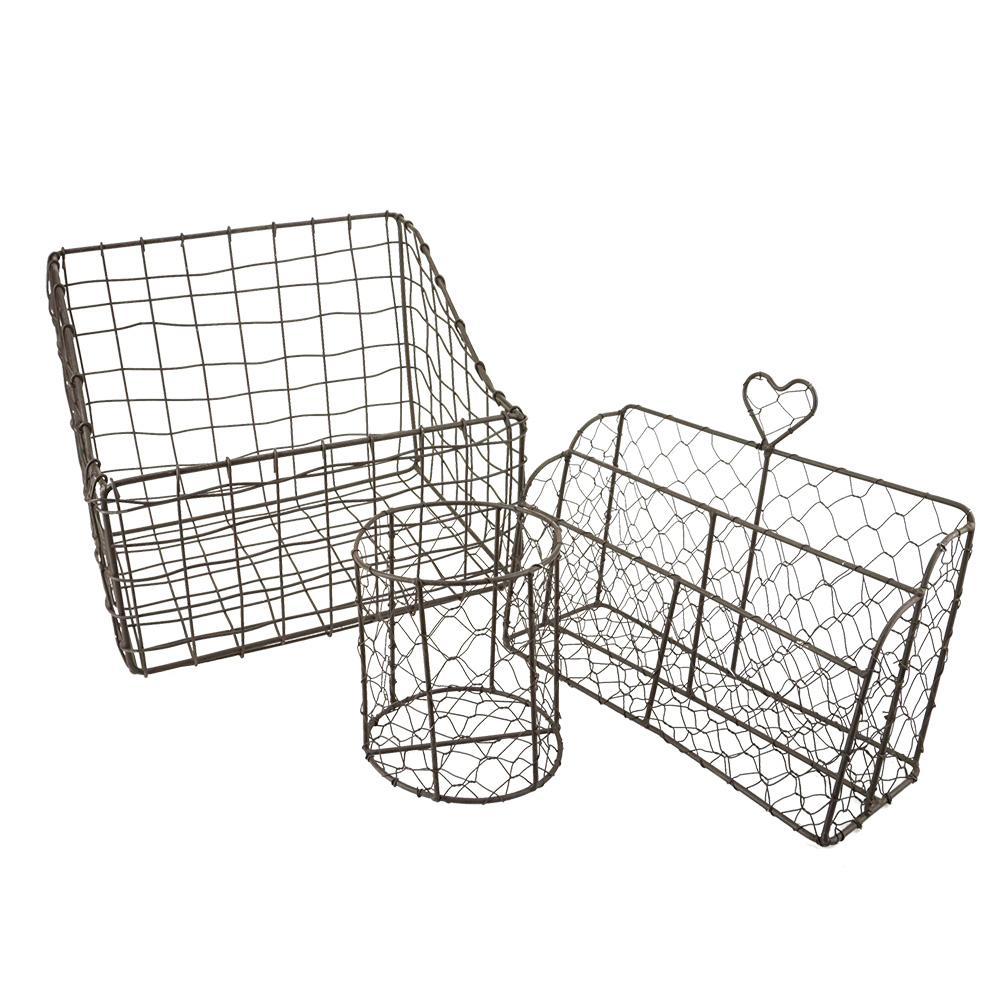 Wire Mesh Basket Set, 3-Piece
