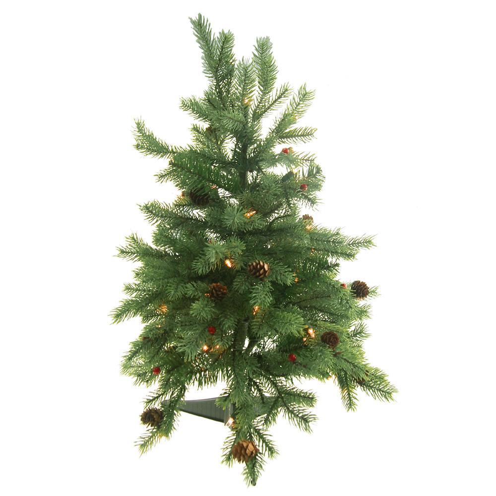 Pre-Lit Artificial Christmas Tree with Red Berries, Green, 24-Inch