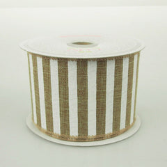 White Bold Lines Canvas Ribbon, 2-1/2-Inch, 10 Yards