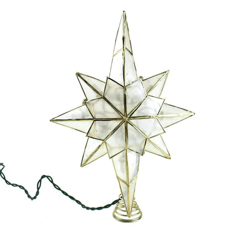 Incandescent Capiz Star Christmas Tree Topper, 12-Inch