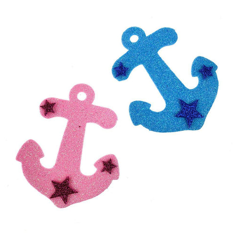 Glitter Foam Nautical Anchor Cut-Outs, 3-1/4-Inch, 10-Count