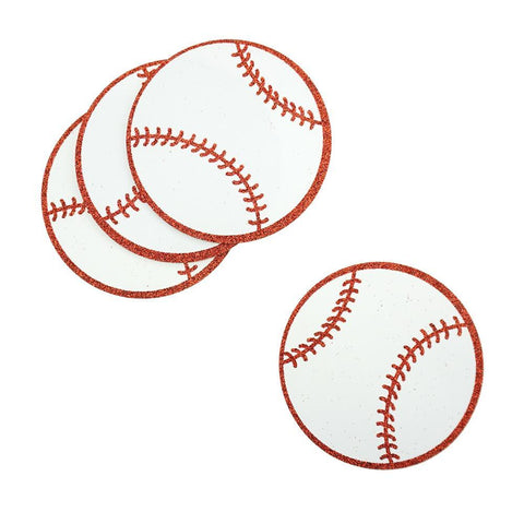 Glittered Baseball EVA Foam Cut Outs, 4-1/4-Inch, 10-Count