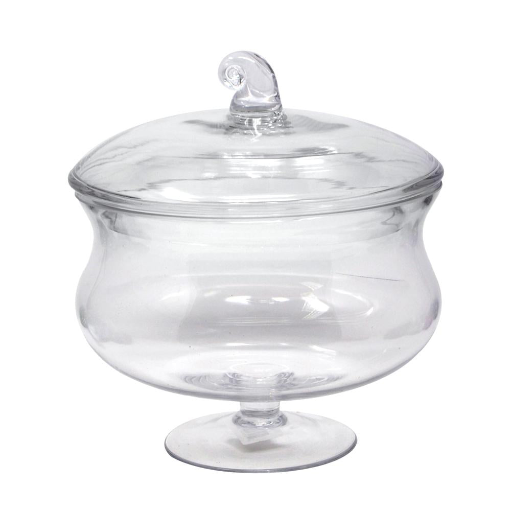 Clear Glass Apothecary Candy Jar, 9-Inch, Squat Bowl
