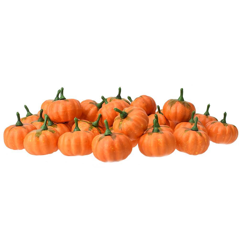 Mini Artificial Pumpkin Fall Decor, Orange, 1-1/2-Inch, 36-Count