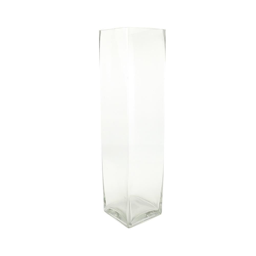Tall Rectangular Glass Vase, 19-Inch