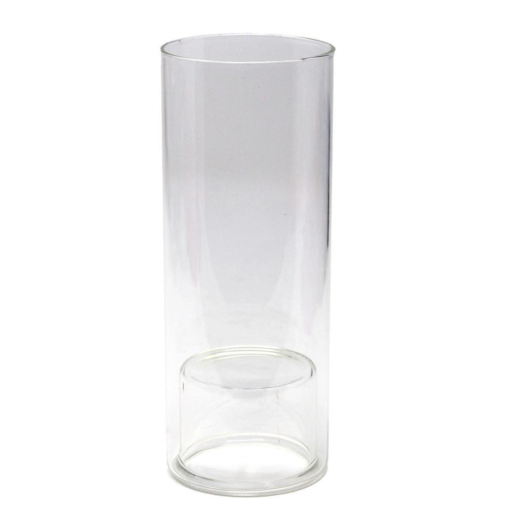 Clear Glass Cup Taper Candle Holder, 7-Inch