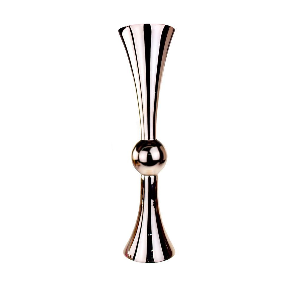 Metallic Ball Trumpet Vase, Rose Gold, 30-Inch