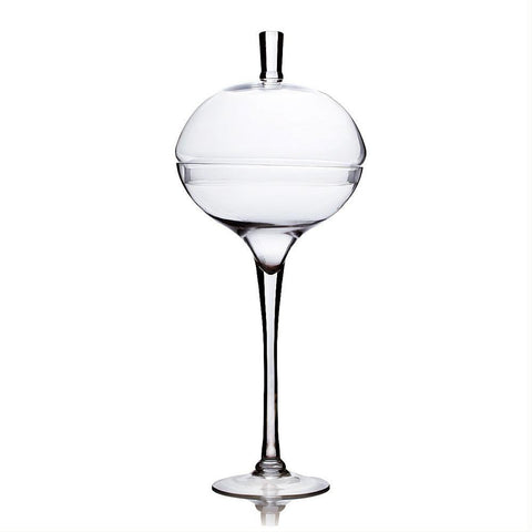 Tall Stemmed Ball Clear Glass Vase, 23-1/2-Inch