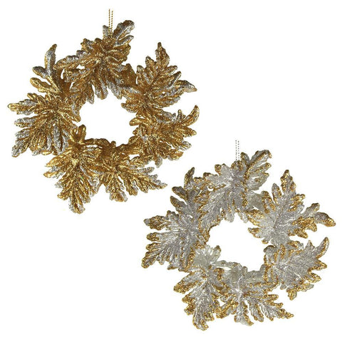 Acrylic Glitter Wreaths Ornaments, Gold/Silver, 5-Inch, 2-Piece
