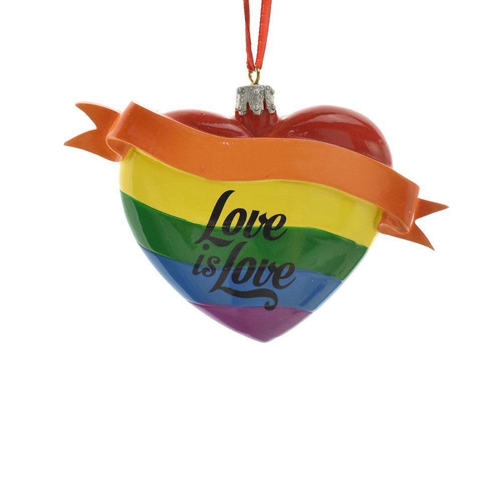 Love Is Love Rainbow Heart Christmas Ornament, 4-Inch