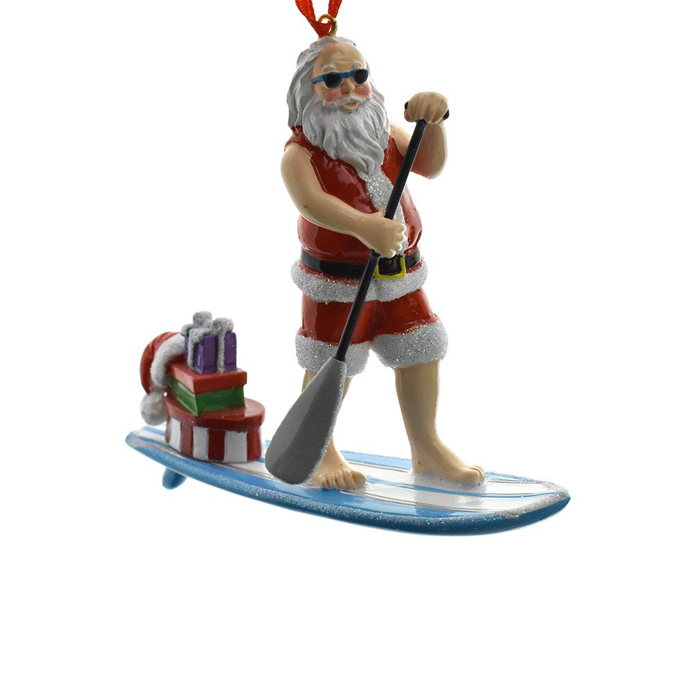 Resin Paddle Board Santa Ornament, 4-1/2-Inch