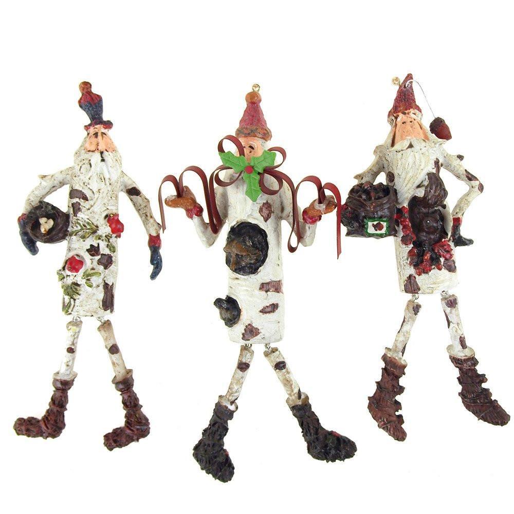 Santa Dangling Christmas Ornaments, White, 7-3/4-Inch, 3-Piece