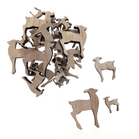 Christmas Deer Wooden Cutouts, 3 Sizes, 30-Piece