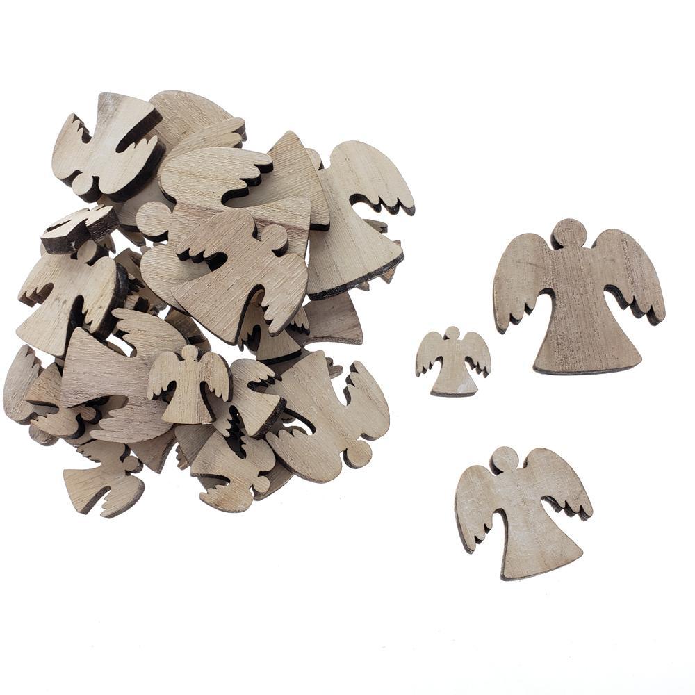 Christmas Angel Wooden Cutouts, 3 Sizes, 30-Piece