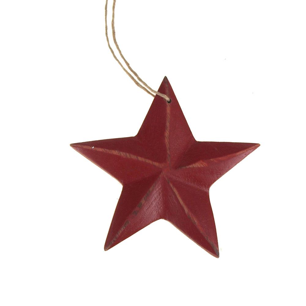 Star Wooden Christmas Ornament, 3-1/2-Inch
