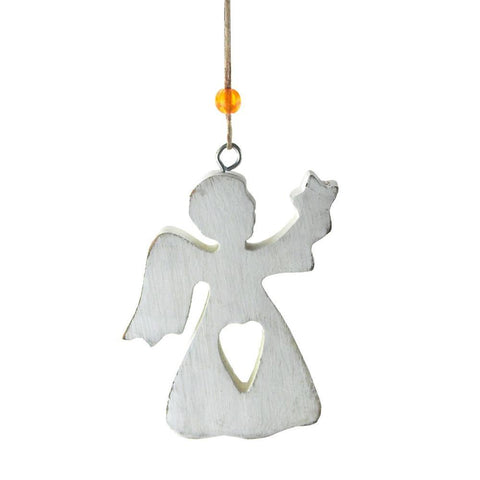 Angel Heart Wooden Christmas Ornament, 4-Inch