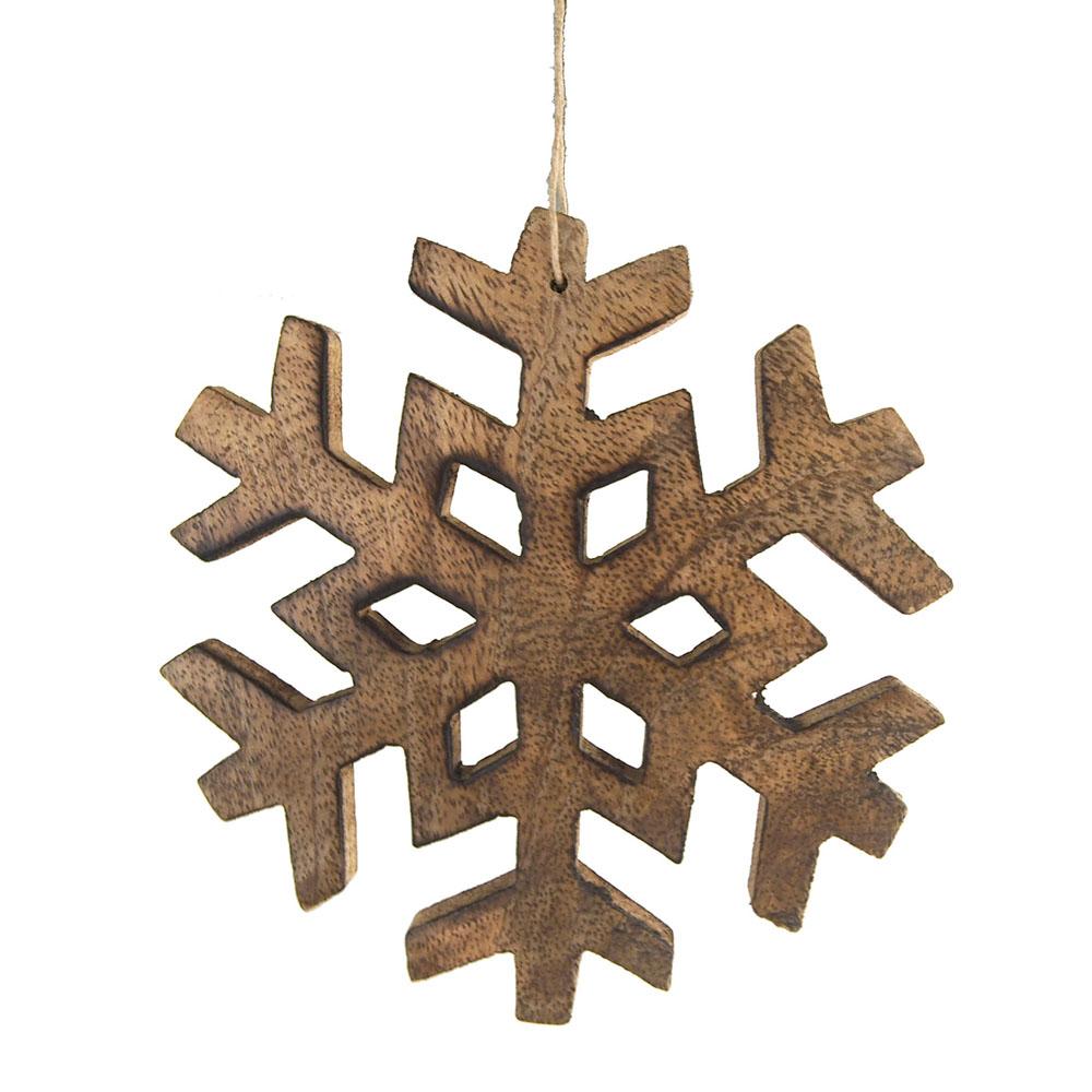 Snowflake Wooden Christmas Ornament, 5-Inch