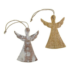 Hanging Wooden Angel with Wings Christmas Ornament, 4-Inch