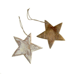 Hanging Wooden Star Christmas Tree Ornament, 5-1/2-Inch