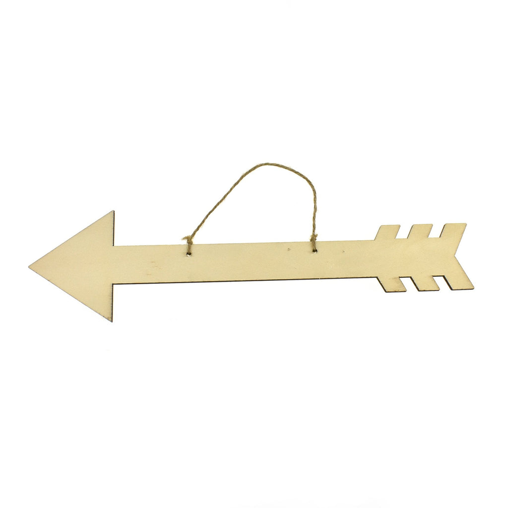 Thin Arrow Wooden Board with Hanger, 3-5/8-Inch