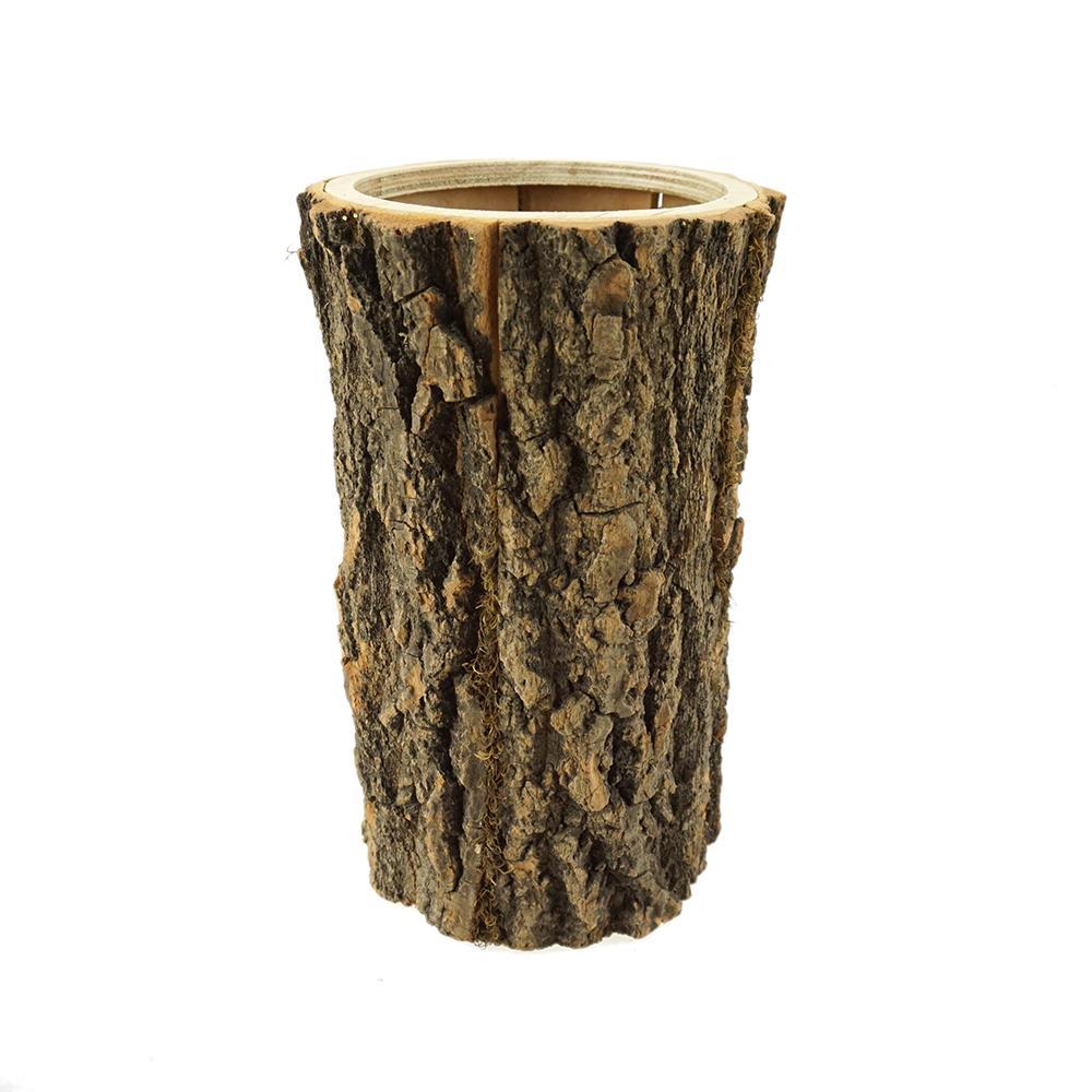 Wooden Bark Planter, 12-Inch