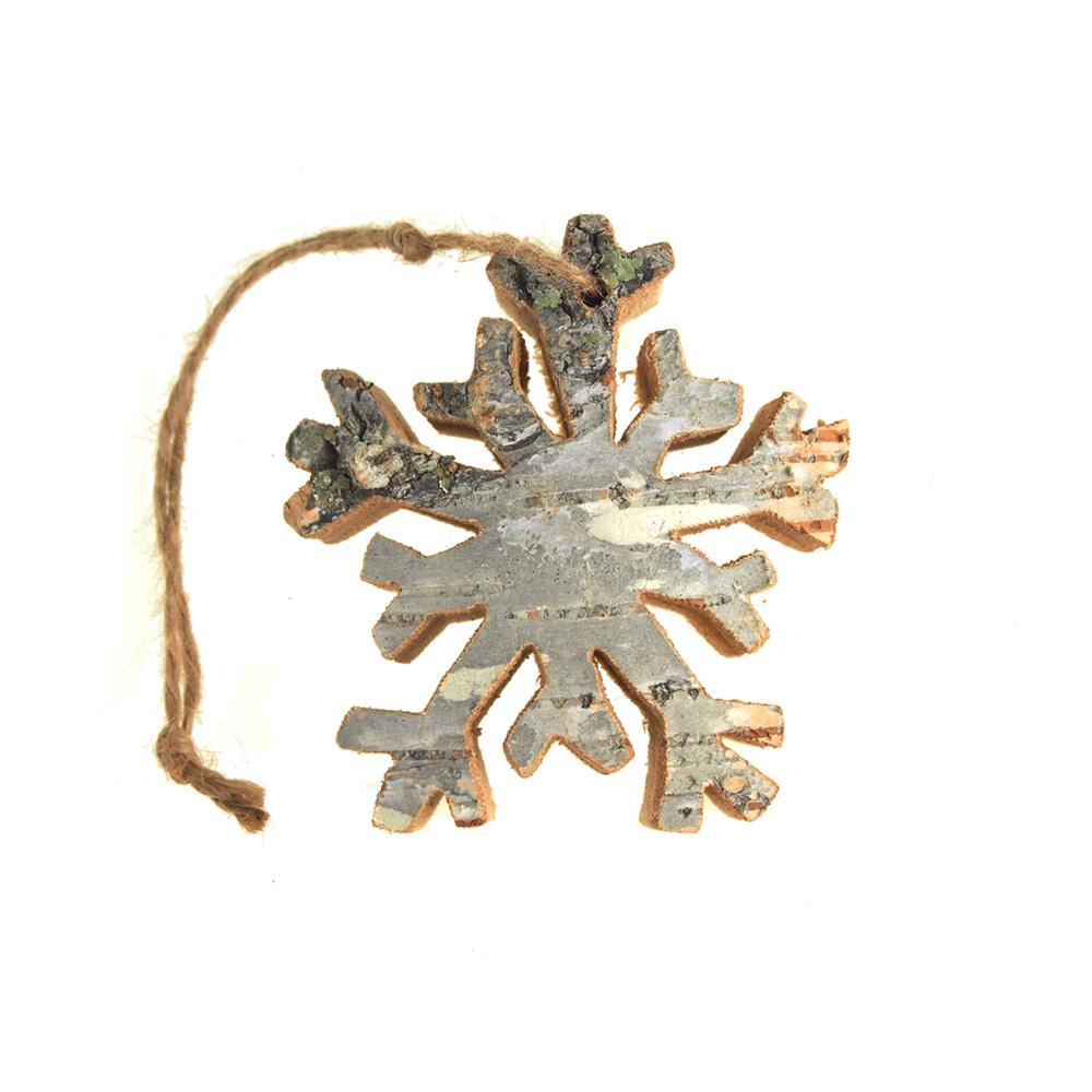 Dendrite Snowflake Wooden Christmas Ornament, Natural, 3-1/4-Inch