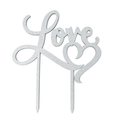 Love Heart Wedding Glitter Cake Topper, 7-Inch