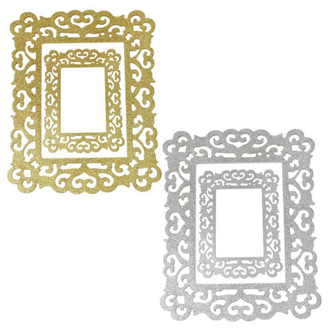 Glitter Antique Style Wooden Rectangle Frame Set, Assorted Sizes, 2-Piece