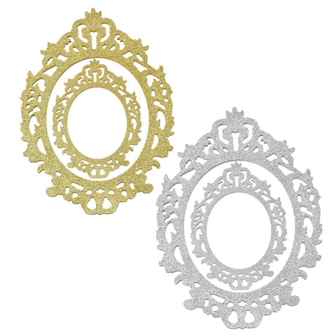 Glitter Antique Style Wooden Oval Frame Set, Assorted Sizes, 2-Piece