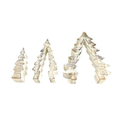 White-Watered Painted Wooden Puzzle Christmas Tree, 7-3/4-Inch