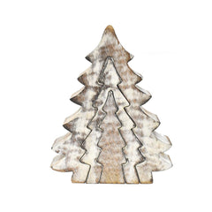 White-Watered Painted Wooden Puzzle Christmas Tree, 7-3/4-Inch