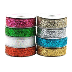 Sparkling Glitter Holiday Christmas Ribbon Wired Edge, 5/8-Inch, 10 Yards