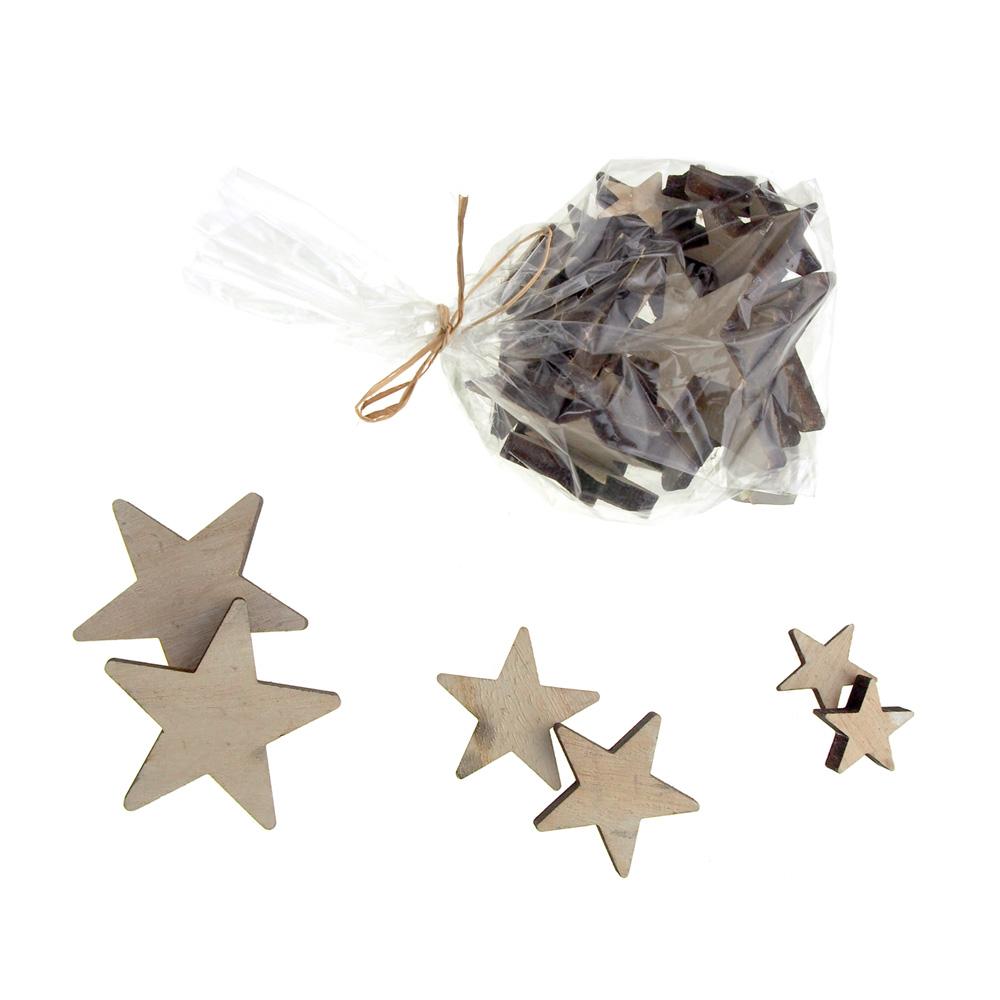 Christmas Star Wooden Cutouts, 3 Sizes, 30 Piece