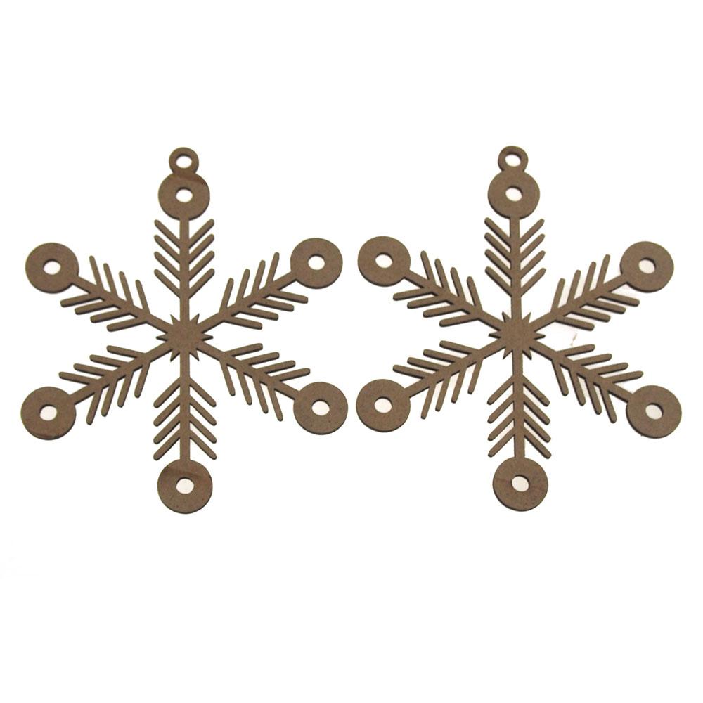 Snow Crystal Laser Cut Christmas Ornaments, 4-Inch, 2-Piece