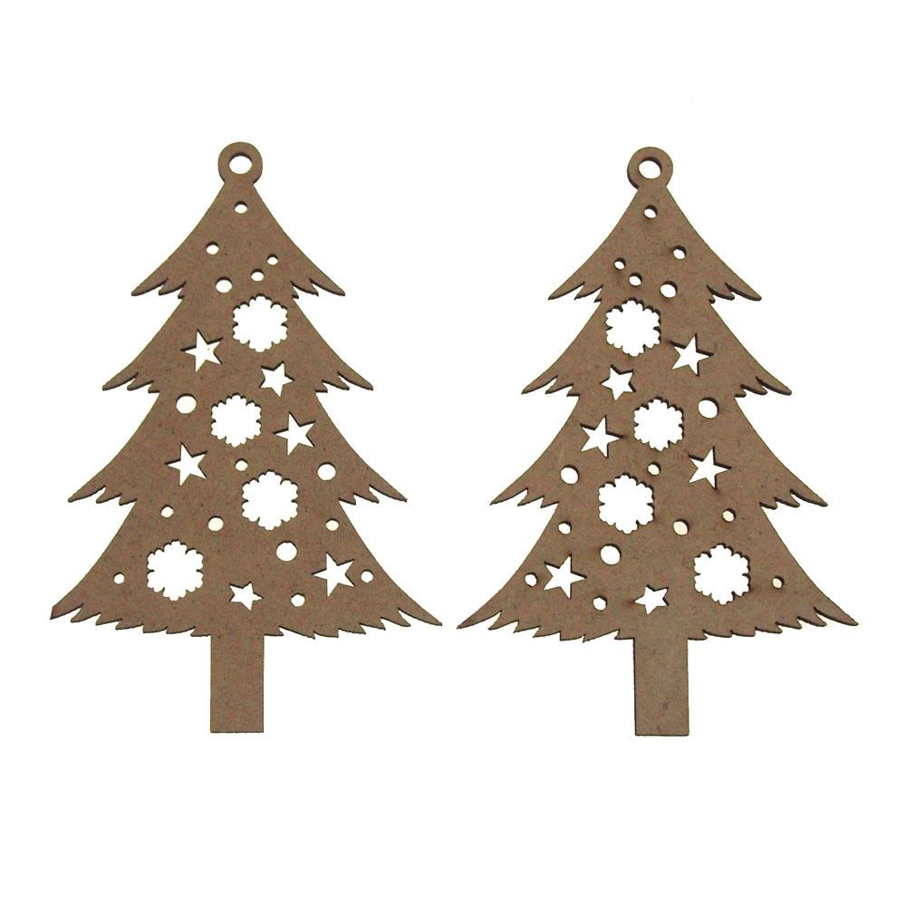 Christmas Tree Laser Cut Christmas Ornaments, 4-Inch, 2-Piece