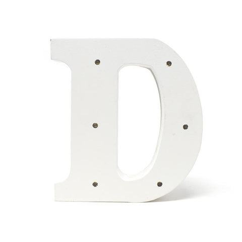 LED Wood Letter D, White, 6-1/4-Inch