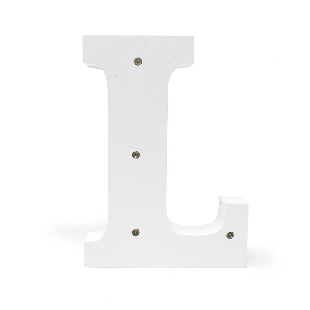 LED Wood Letter L, White, 6-1/4-Inch
