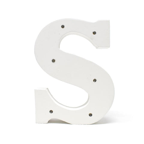 LED Wood Letter S, White, 6-1/4-Inch