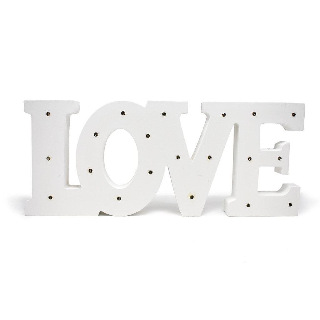 LED Wood Love Table Top Sign, White, 13-1/2-Inch