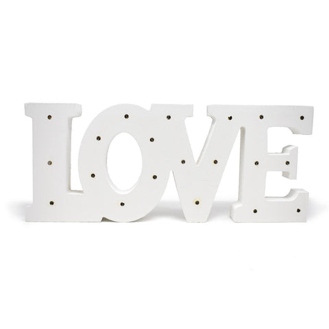 LED Wood Love Table Top Sign, White, 13-1/2-Inch