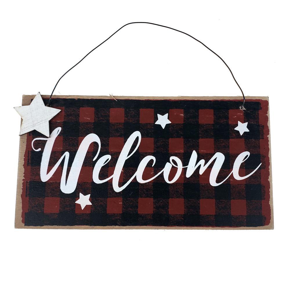 Wooden "Welcome" Christmas Wall Decoration, 5-3/4-Inch