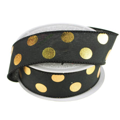 Metallic Dots Wired Canvas Ribbon, 1-1/2-Inch, 10 Yards